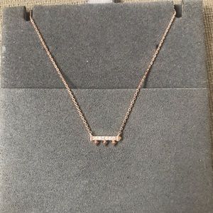 Kendra Scott Katy stationary pendant. 14K rose gold diamond pave necklace.
